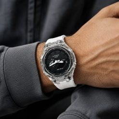 ساعت مچی مردانه اسپرت بند سفید جی شاک پمپی صفحه مشکی کد XRN-8180