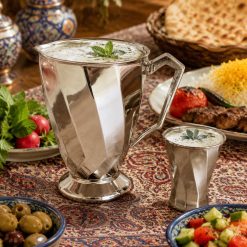 سرویس پارچ و لیوان مسی کروم طرح پیچی (NF)