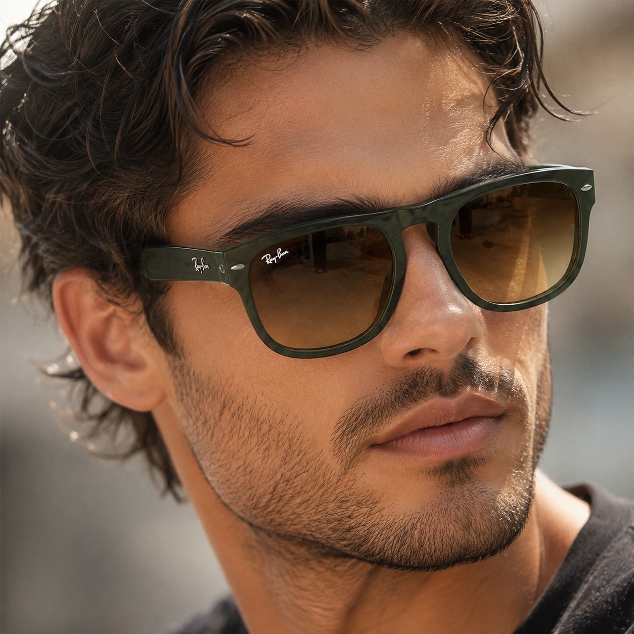 عینک آفتابی مردانه Rayban رنگ زرشکی سبز کد GL030