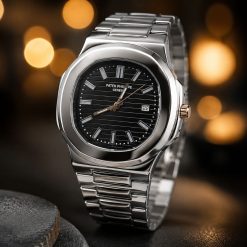 ساعت کلاسیک مردانه عقربهای مشکی و نقرهای مدل پتک فیلیپ کد 13161XL-QM