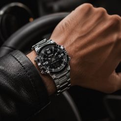 ساعت مچی مردانه دو زمانه casio سیلور صفحه مشکی (zz) کد CAA-8193