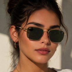 عینک آفتابی زنانه Rayban رنگ طلایی کد GL033