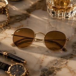 عینک آفتابی مردانه Rayban رنگ طلایی قهوه ای کد XRN-5167