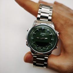 ساعت Casio مردانه سیلور سبز مدل دو زمانه کد GPZ-8165 - تصویر 8