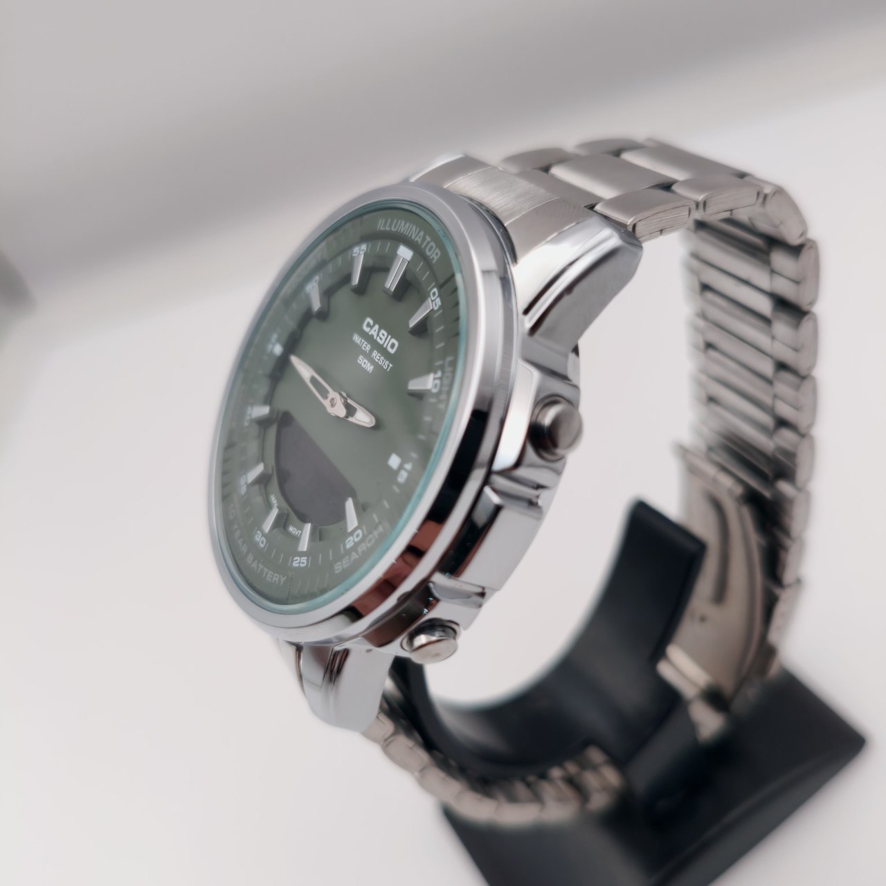 ساعت Casio مردانه سیلور سبز مدل دو زمانه کد GPZ-8165 - تصویر 19