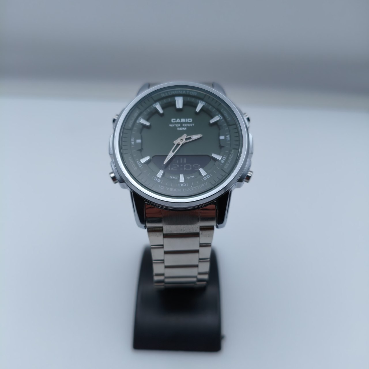 ساعت Casio مردانه سیلور سبز مدل دو زمانه کد GPZ-8165 - تصویر 18