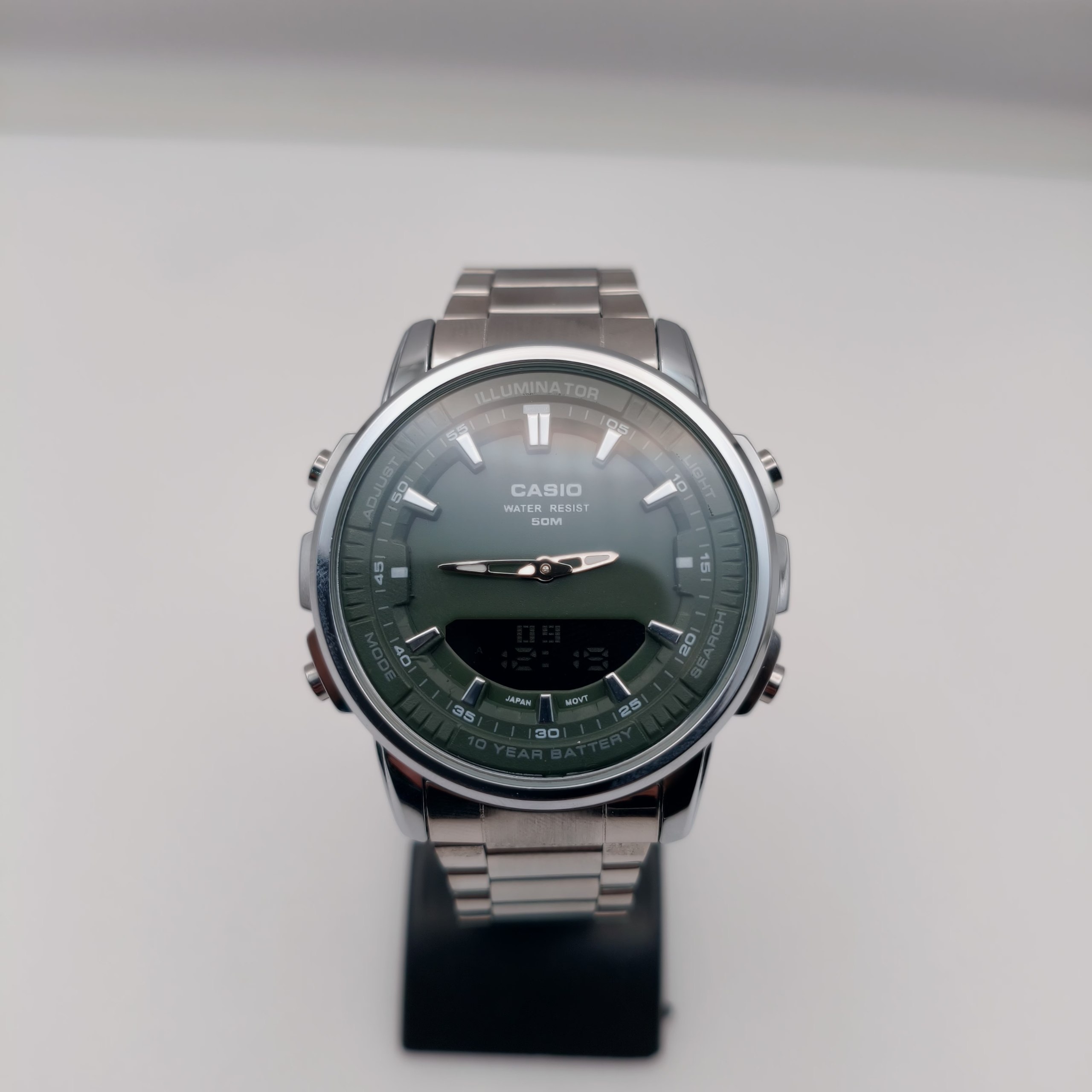 ساعت Casio مردانه سیلور سبز مدل دو زمانه کد GPZ-8165 - تصویر 15