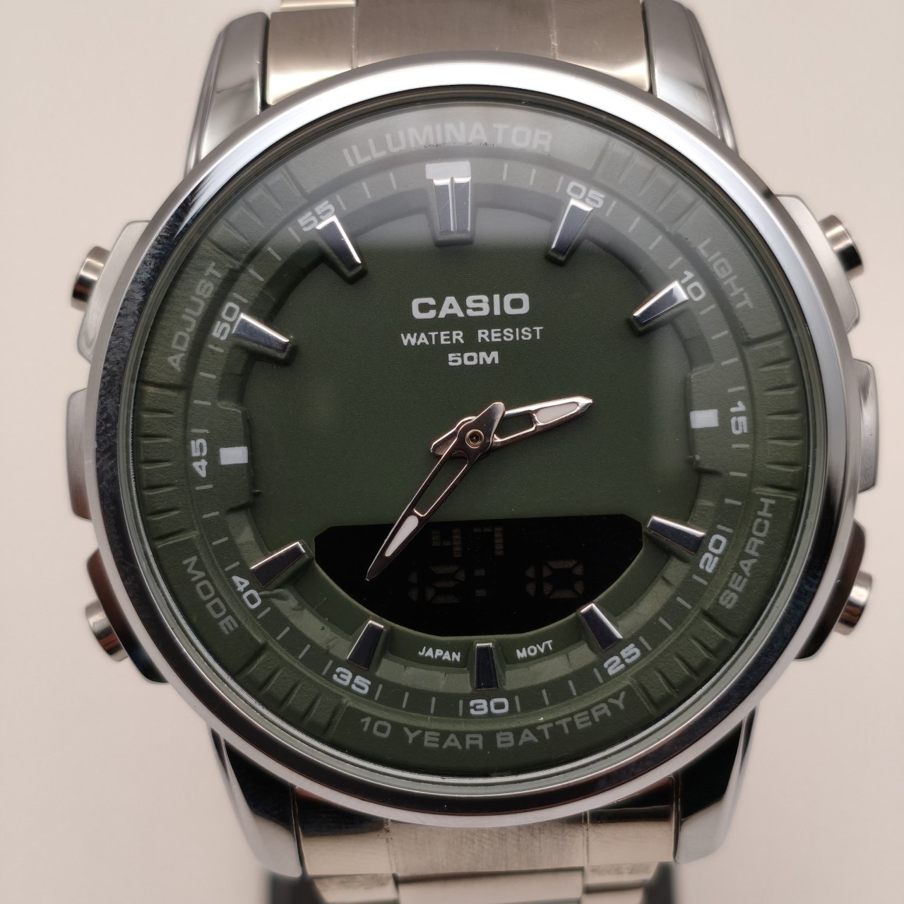ساعت Casio مردانه سیلور سبز مدل دو زمانه کد GPZ-8165 - تصویر 14