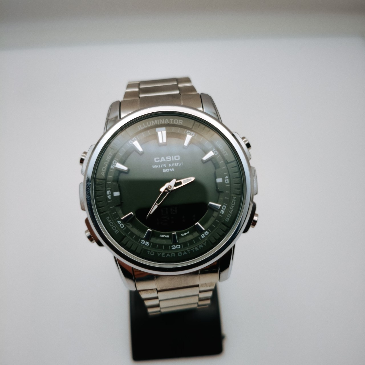ساعت Casio مردانه سیلور سبز مدل دو زمانه کد GPZ-8165 - تصویر 13