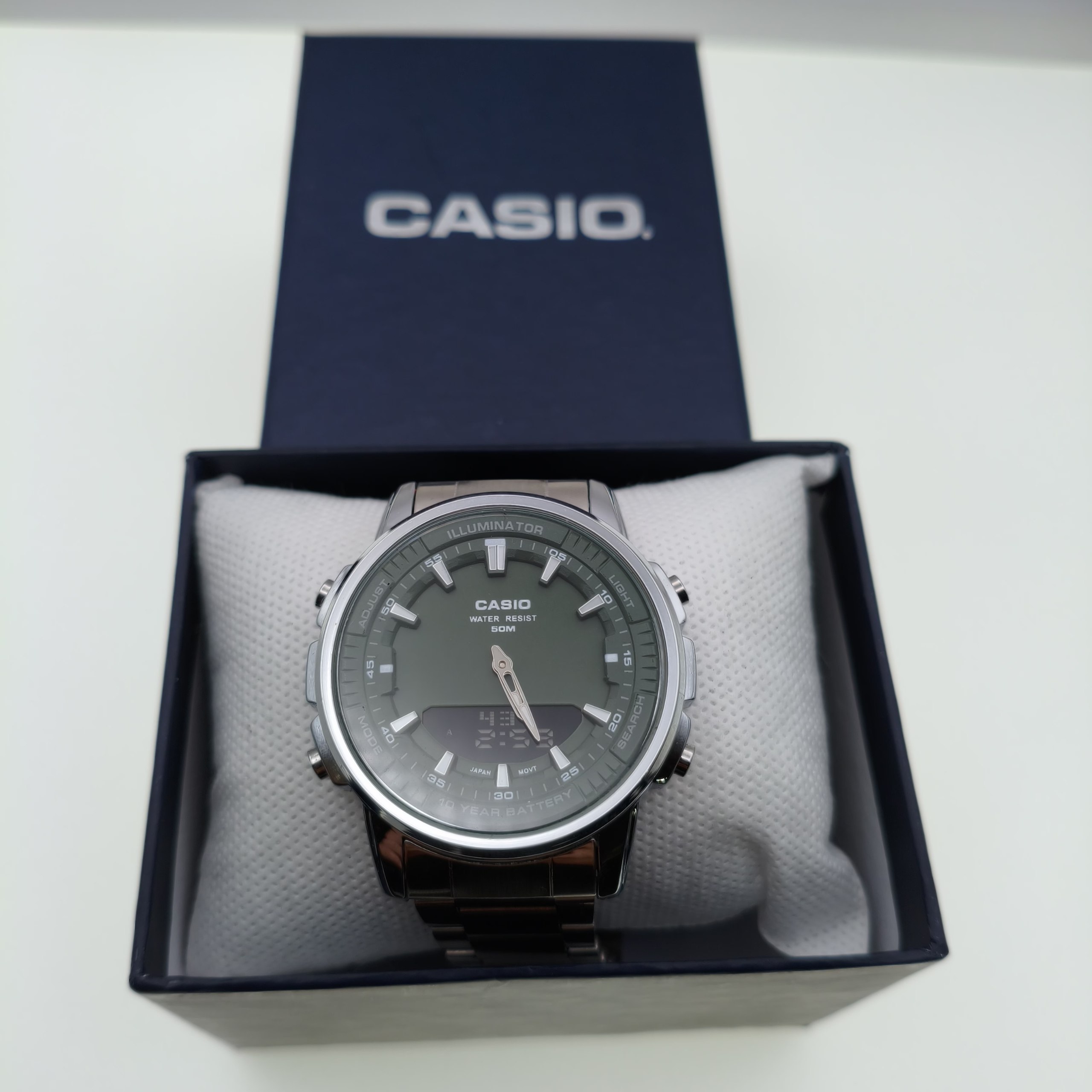 ساعت Casio مردانه سیلور سبز مدل دو زمانه کد GPZ-8165 - تصویر 12