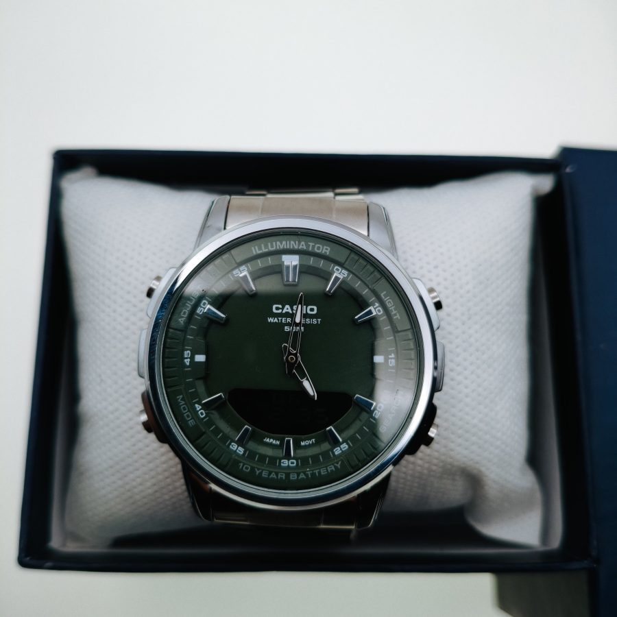 ساعت Casio مردانه سیلور سبز مدل دو زمانه کد GPZ-8165 - تصویر 11