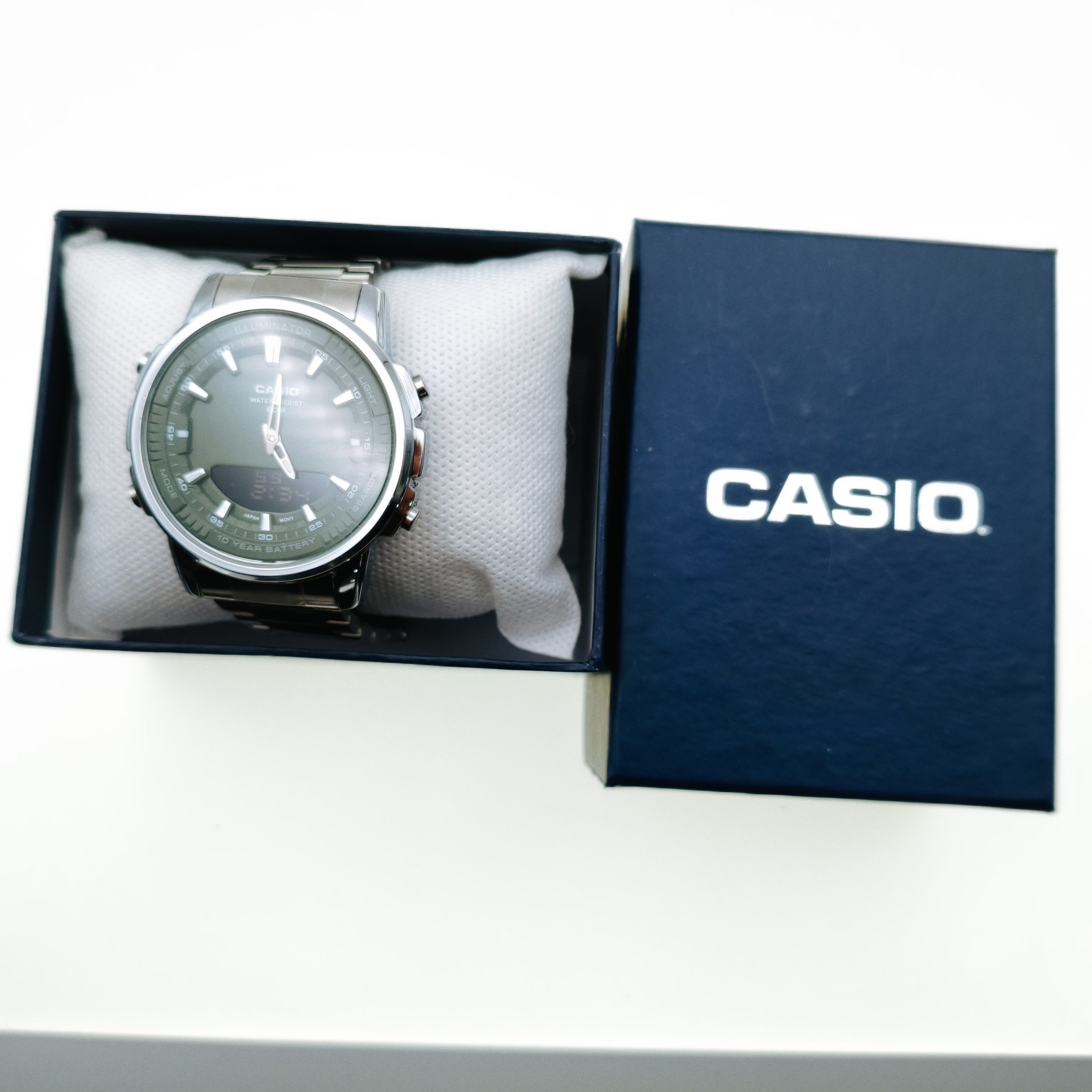 ساعت Casio مردانه سیلور سبز مدل دو زمانه کد GPZ-8165 - تصویر 10