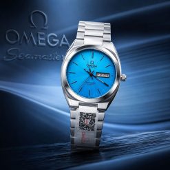 ساعت کلاسیک مردانه گرد صفحه آبی مدل Omega Seamaster | امگا سیمستر (ZZ) کد 4911SX-L (x)