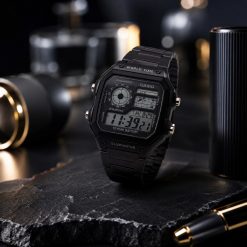 ساعت اسپرت مردانه casio جهان نما رنگ مشکی کد 0023A-8225
