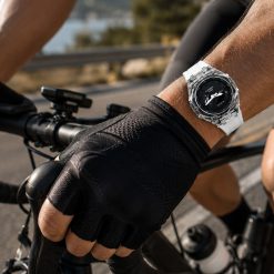 ساعت اسپرت مردانه G-shock پمپی بند سفید صفحه مشکی کد XMA-8189 (x)