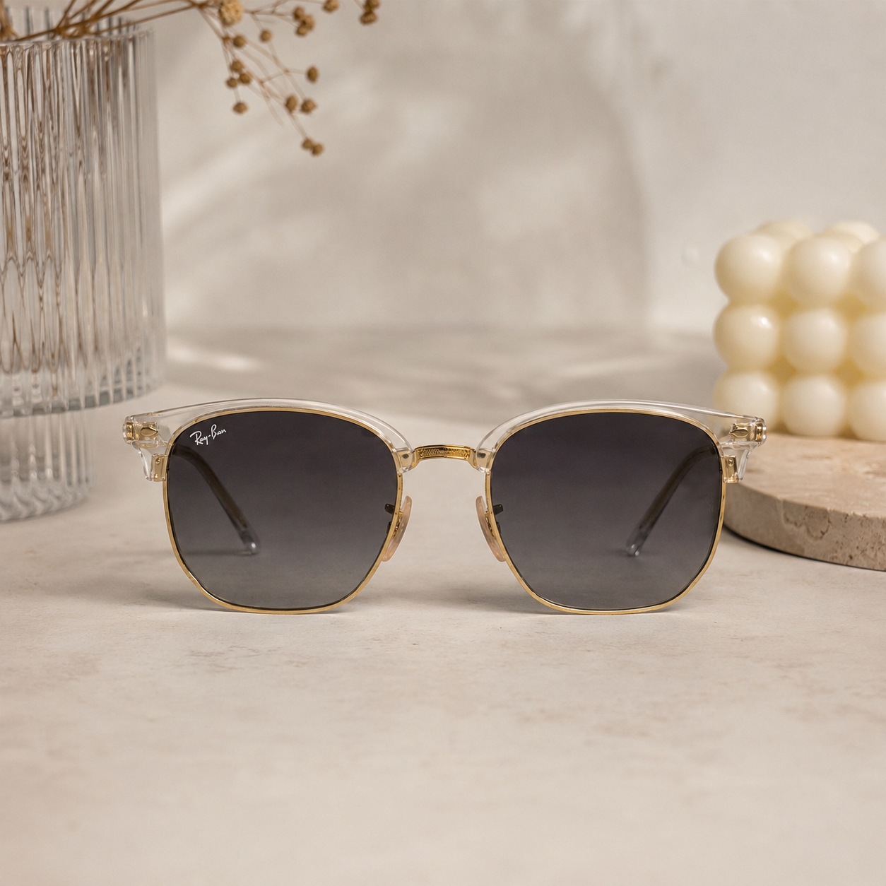 عینک آفتابی مردانه Rayban رنگ طلایی شفاف کد GL054 - تصویر 2