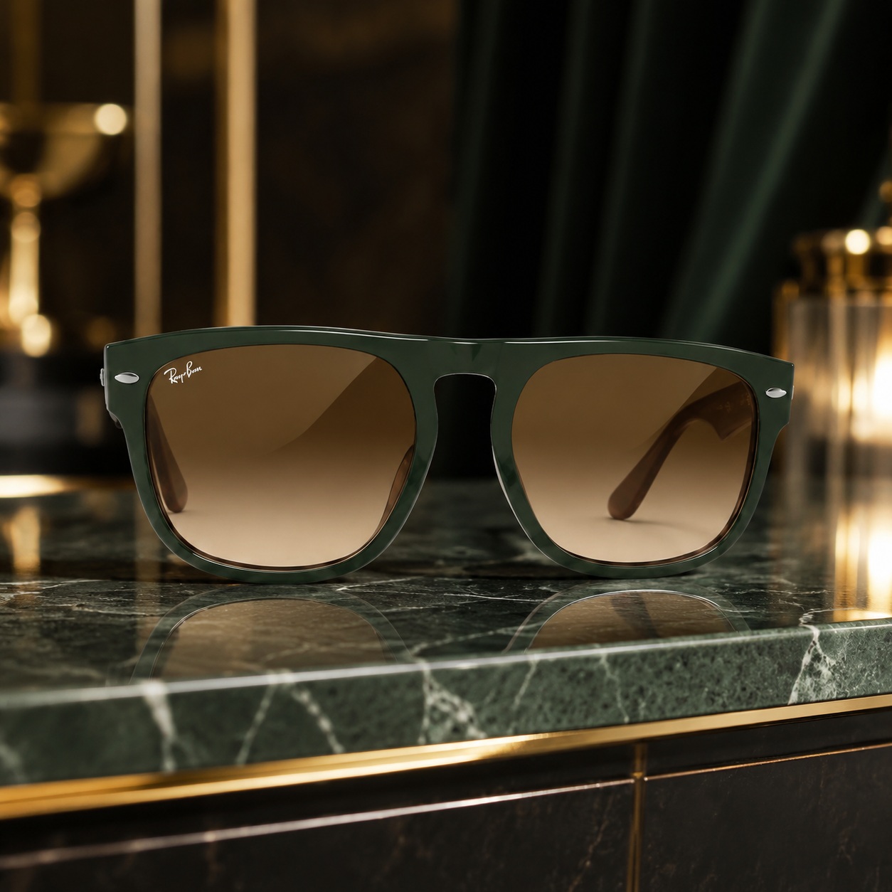عینک آفتابی مردانه Rayban رنگ زرشکی سبز کد GL030 - تصویر 3