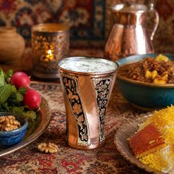 لیوان مسی نقرهکوبی طرح پیچی (NF)