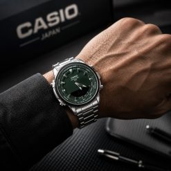 ساعت casio مردانه صفحه سبز مدل جنرال دو زمانه کد CR-D8161