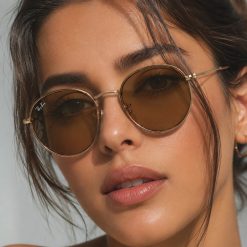 عینک آفتابی زنانه Rayban رنگ طلایی قهوه ای کد GL078