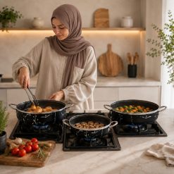 ست تابه 6 پارچه (6 تکه) گرانیتی طرح ماربل نقره ای (AH) کد GH007