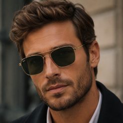 عینک آفتابی مردانه Rayban رنگ طلایی کد GL034