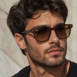 عینک آفتابی مردانه Rayban رنگ قهوه ای کد GL042