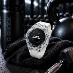 ساعت G-shock مردانه اسپرت صفحه مشکی بند سفید کد 8195XL-QM (x)