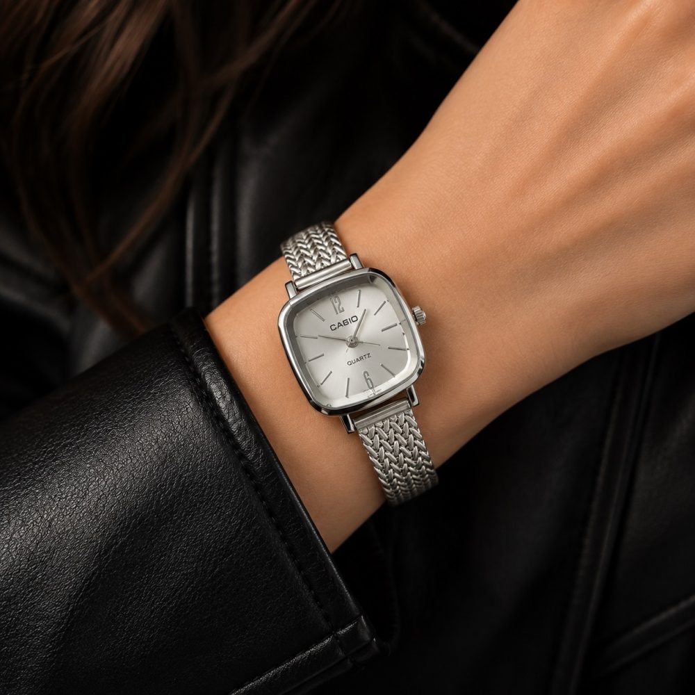 ساعت زنانه Casio | کاسیو بند حصیری مربعی رنگ silver - نقرهای (e) کد GPZ-8223 (x) - تصویر 2