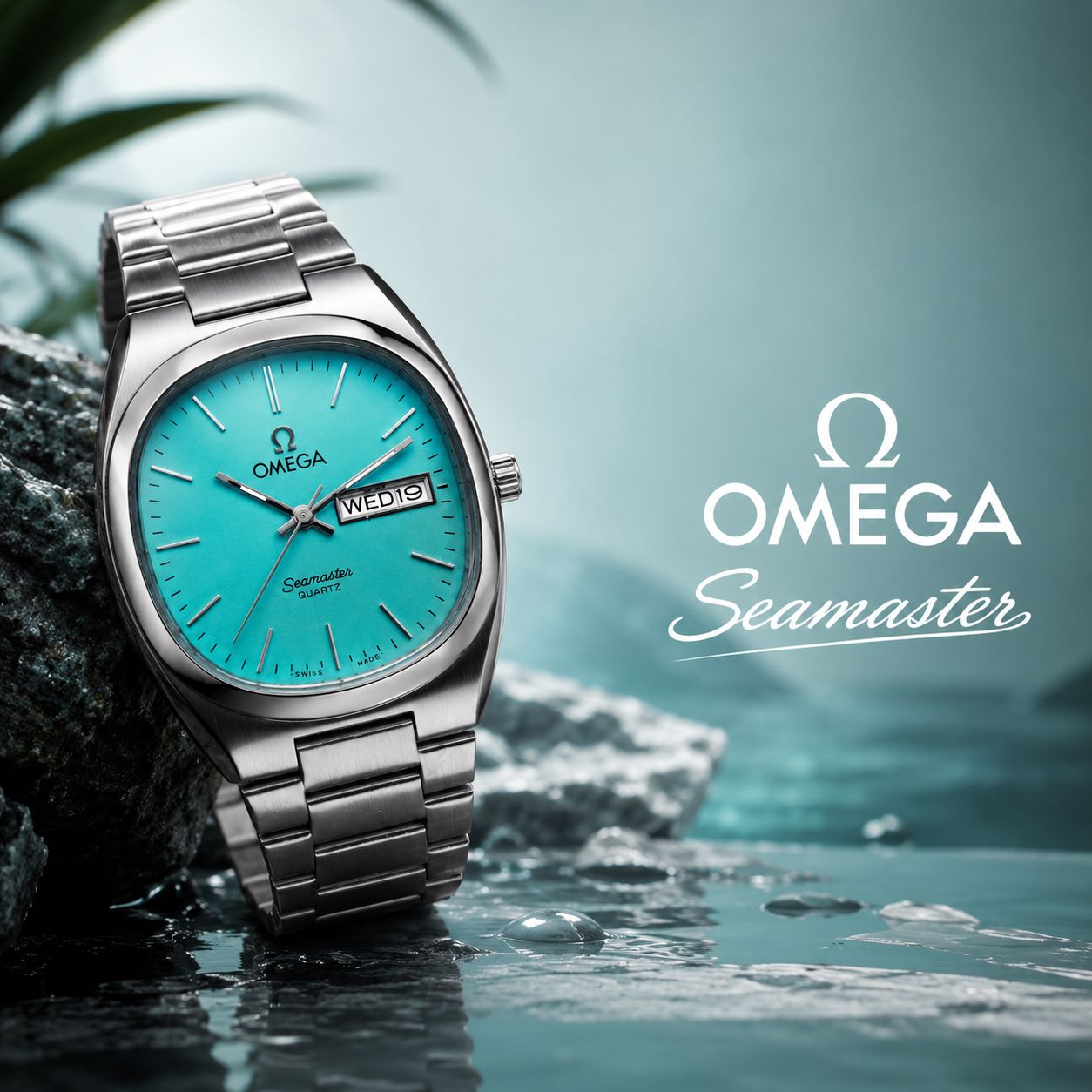 ساعت کلاسیک مردانه امگا سیمستر | Omega Seamaster مربع فیروزهای (ZZ) کد GPZ-4915 - تصویر 2