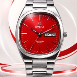 ساعت کلاسیک مردانه امگا سیمستر مربع صفحه قرمز (ZZ) کد 0023A-4917 (x)