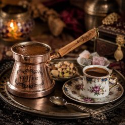 قهوه جوش مسی دسته چوبی سایز بزرگ (NF)