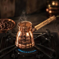 قهوه جوش مسی دسته چوبی سایز متوسط (NF)