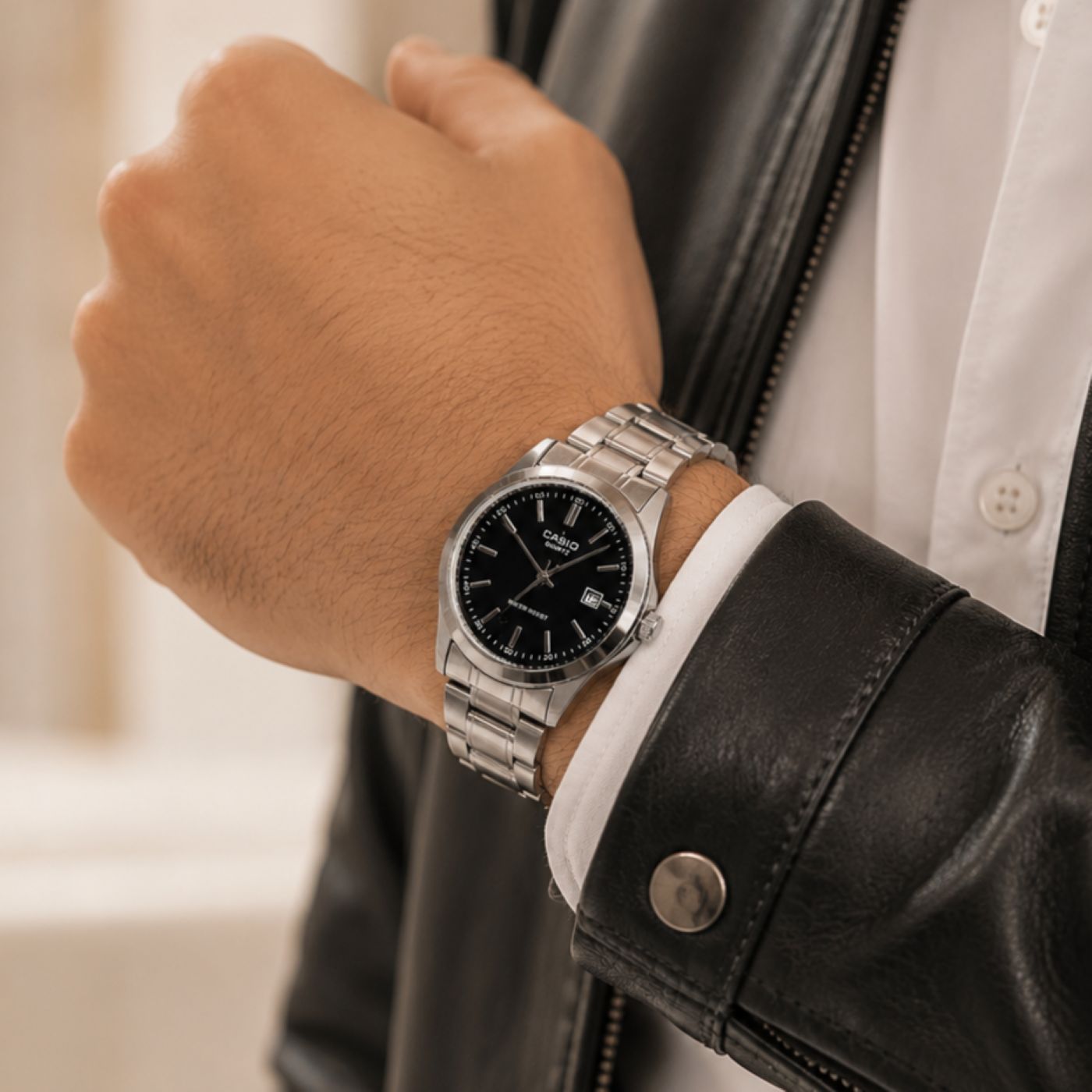 ساعت کلاسیک مردانه مدل کاسیو | CASIO صفحه گرد رنگ نقرهای و مشکی کد XL-14196M - تصویر 2