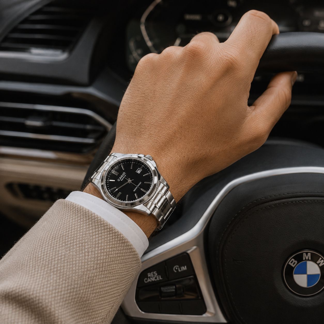 ساعت مردانه صفحه گرد مشکی مدل کاسیو | CASIO فلزی کد 14071XL-QM - تصویر 2