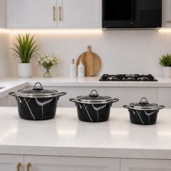 Alternative view of ست قابلمه 6 پارچه (6 تکه) تندیس طرح ماربل نقره ای (SH) کد GH006