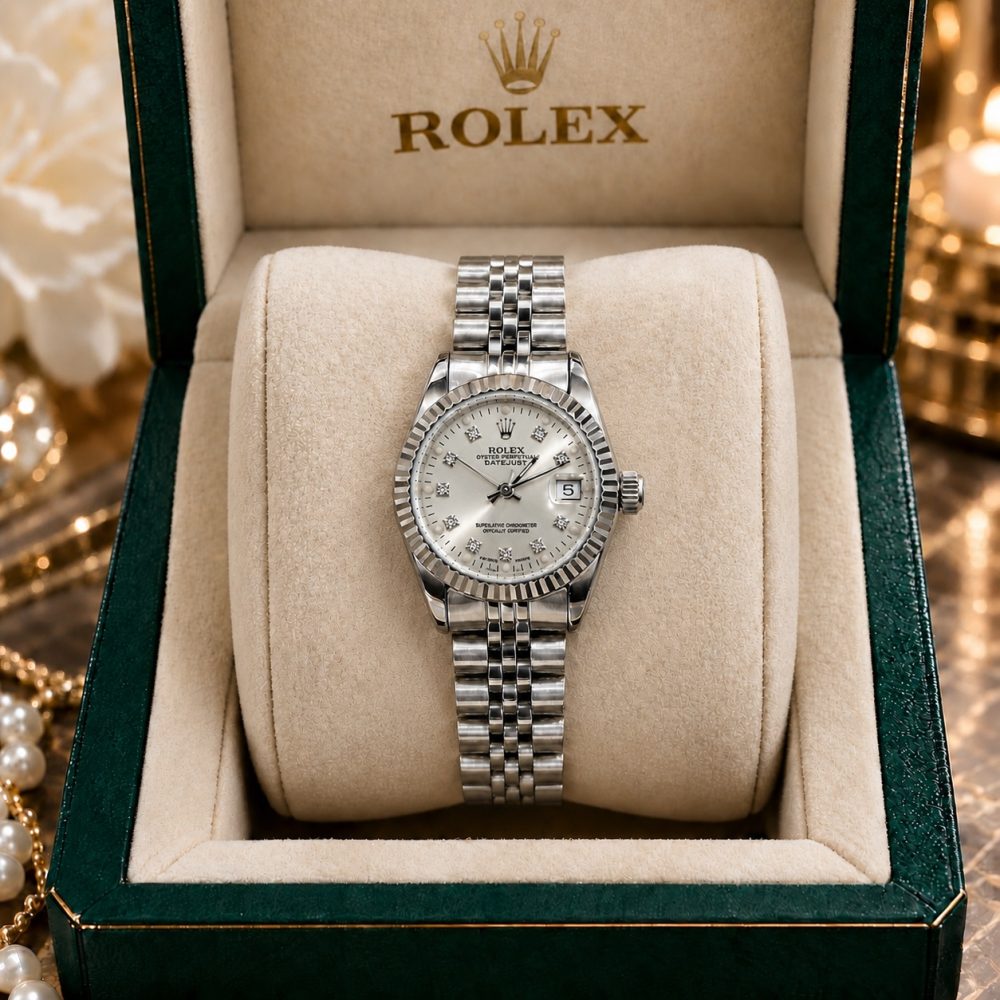 ساعت rolex زنانه دیت جاست نقرهای_سیلور (e) کد 0023A-8504