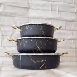 Alternative view of ست تابه 6 پارچه (6 تکه) گرانیتی طرح ماربل طلایی (AH) کد GH008