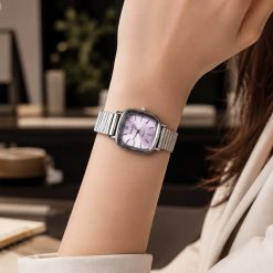 ساعت کلاسیک زنانه کاسیو | casio صفحه صورتی مربعی بند سیلور بند کشویی (e) کد GPZ-8581 (x)