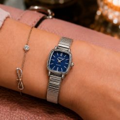 ساعت مچی زنانه CASIO | کاسیو بند کشویی نقرهای - سورمهای مربعی (e) کد XMA-8522 (x)