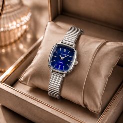 Alternative view of ساعت مچی زنانه CASIO | کاسیو بند کشویی نقره‌ای - سورمه‌ای مربعی (e) کد XMA-8522 (x)