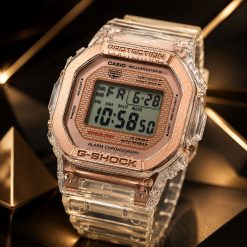 ساعت اسپرت مردانه زنانه کاسیو CASIO مسی با بند شفاف سری جی شاک کد CR-D14086