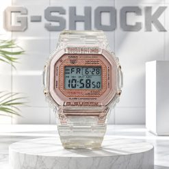 ساعت Casio زنانه مردانه رنگ مسی با بند شفاف مدل G-Shock | جی شاک کد XMA-14052