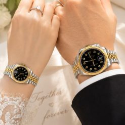 ساعت ست رولکس DATE JUST سیلور طلایی صفحه مشکی کد W843