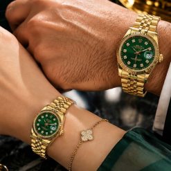 ساعت ست رولکس دیت جاست DATE JUST طلایی سبز کد W1046