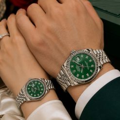 ساعت ست رولکس دیت جاست DATE JUST نقرهای صفحه سبز کد W840