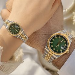 ساعت ست رولکس دیت جاست DATE JUST نقرهای طلایی سبز تیره کد W1037