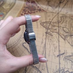 ساعت casio زنانه صورتی سیلور کاسیو سری بند کشویی مربعی (e) کد WF-008523 - تصویر 4