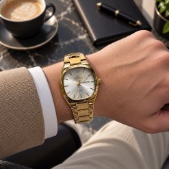 ساعت مردانه مربع رویال وینتیج کاونت طلایی صفحه نقره ای (ZZ) کد W1619