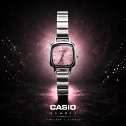 ساعت کلاسیک زنانه کاسیو CASIO بند کرکرهای سیلور صورتی کد WF-004899 (x)